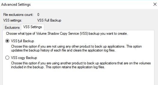 vss backup exchange server