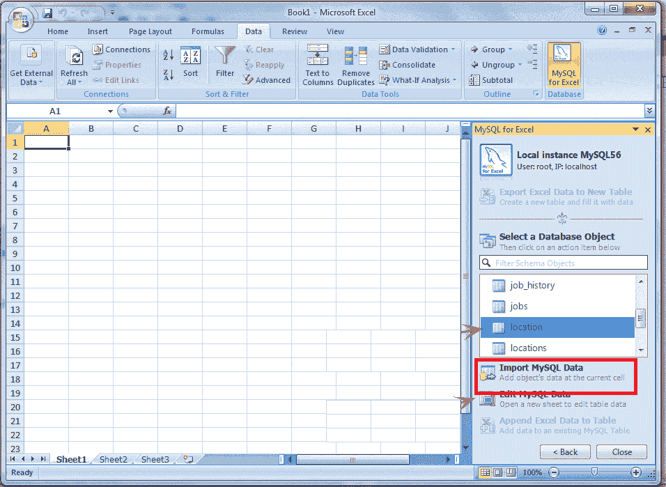 import mysql to ms excel